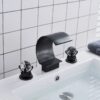 Widespread Bathroom Basin Faucet Crystal Handle Sink Mixer Tap Chrome Finish