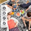 Outdoor Rugs 5' x 8' Rug, Waterproof Patio Mat, Stylish Plastic Straw Reversible Area Rug for Picnic RV Camping Porch Balcony, Black and White