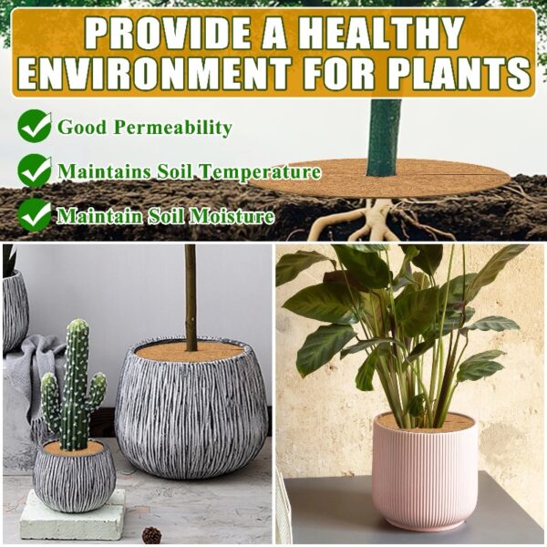 3 Pcs Coconut Fiber Mulch Ring, 30 Inch Coco Coir Tree Ring Mulch Mat, 100% Natural Tree Protector Mat Plant Cover Ring Coconut Coir Discs Tree Mats Mulch Rings for Indoor Outdoor Trees Plants