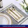 JOLLY CHEF 320 Piece Gold Rim Disposable Plastic Plates Dinnerware Sets,45 Guests