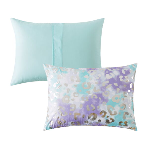 5-Piece Purple Metallic Foil Cheetah Bedding Set for Kids with Storage Bag, Twin