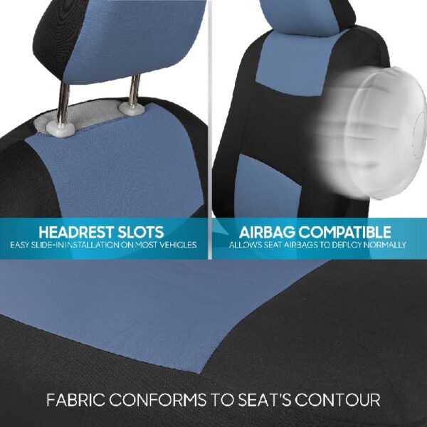 PolyPro Car Seat Covers Full Set in Charcoal on Black – Front and Rear Split Bench for Cars, Easy to Install Cover Set, Accessories Auto Trucks Van SUV