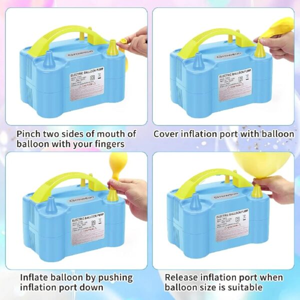 Growsun Balloon Pump Electric 110V 600W Balloon Garland Arch Kit Air Blower Inflator for Party Balloons Decoration Baby Shower Tape Strip Include