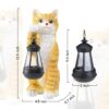 Cat Statue Garden Decor with LED Lantern for Outside -Resin patio Art Gift for lover,Cat Statues for Garden,Patio,Yard Decoration