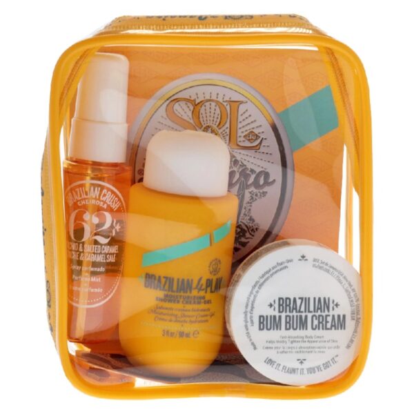 Bum Bum Jet Set , 3 Pc 1oz Brazilian Crush Cheirosa 62 Perfume Mist, 1.5oz Brazilian Bum Bum Cream, 3oz Brazilian 4 Play Moisturizing Shower Cream-Gel