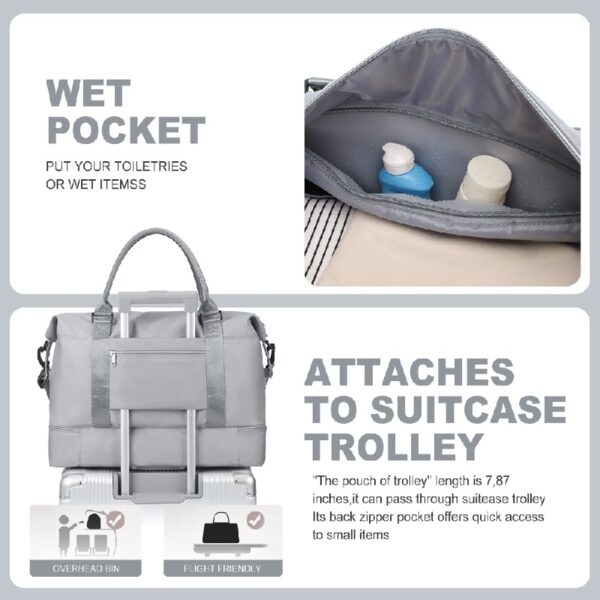 25b9a2bd33984257a8f5b32d0176ac15 Weekender Bags for Women, Travel Duffel Bags with Shoe Compartment,Personal Item Travel Bag for Airlines, Carry on Overnight Tote Bag for women,Beige&Brown