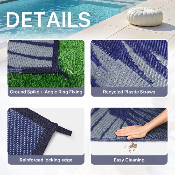 6'x9' Outdoor Rugs Patio Waterproof Outside Mat Reversible Plastic Camping Carpet,Black & Brown