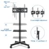 Modern Rolling TV Stand Mobile TV Cart for 32 to 65 inch Flat Panel TVs, Black