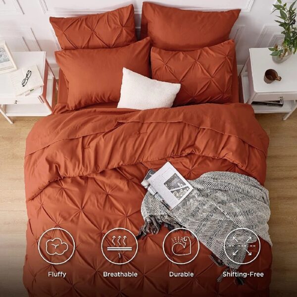 Dorm Bedding Twin Comforter Set - 5 Pieces Pintuck Bed in A Bag with Comforters, Sheets, Pillowcases & Shams