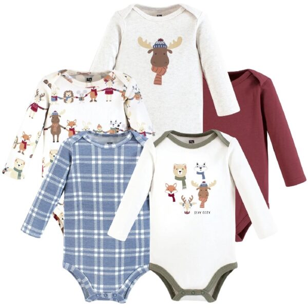 Cotton Long-Sleeve Bodysuits, 5-Pack, Newborn- 24 Months