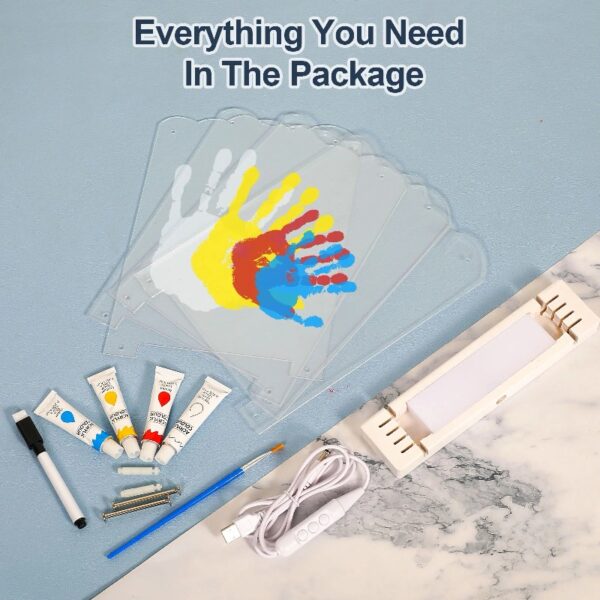 Family Handprint Kit with Light, Baby Hand and Footprint Kit, Family Gifts for New Parents, Adoption Gifts, New Mom Baby Shower Gifts for Boys & Girls ,DIY Wooden Craft Family Keepsake