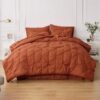 Dorm Bedding Twin Comforter Set - 5 Pieces Pintuck Bed in A Bag with Comforters, Sheets, Pillowcases & Shams