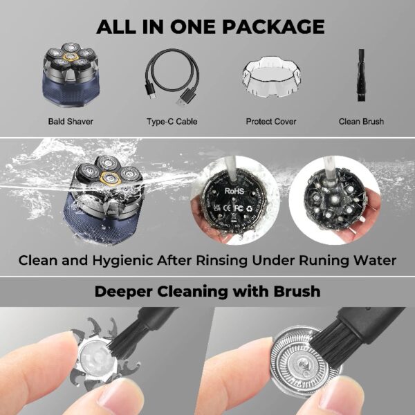 Head Shaver for Bald Men, Magnetic Electric Razor for Men, IPX7 Waterproof Rechargeable Shaver