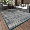 Outdoor Rug Carpet 6'x9' Waterproof Reversible Patio Rug Portable Modern Abstract Indoor Outdoor Rug Plastic Straw Rug for RV Camping Garden Picnic Deck Backyard Porch Decor Gray and White