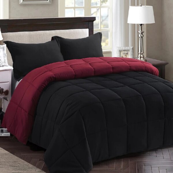 Light Weight Down Alternative Comforter Set, Queen, Green, Reversible
