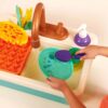 Splash & Sparkle Sink Plastic Real Faucet and Magic Dishes, Toddler and Preschool Toys
