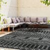 Outdoor Rug 6'x9' Waterproof Patio Rug Reversible Indoor Outdoor Rug Lightweight Plastic Straw Rug for RV Camping Deck Balcony Boho Porch Decor Dark Grey and White