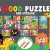 Little Buffalo 8pk Wood Kids Jigsaw Puzzles Plus Storage by