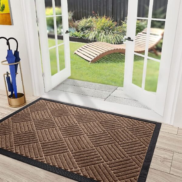 Front Door Mat Indoor and Outdoor Welcome Mat Rubber Backing Entrance Mat Easy Clean Patio Mat Heavy Duty Entryway Doormat for Front Back Doors, Laundry Rooms, Mudrooms 24''x35.4'' Brown