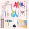 LUIISIS 22Pcs Cat Wand Toy Feather Toy, Interactive Cat Fishing Pole Toy with Suction Cup, Cat Butterfly Kitten Toy Set, Hanging Cat String and Mouse Toy for Indoor Cats Necessities