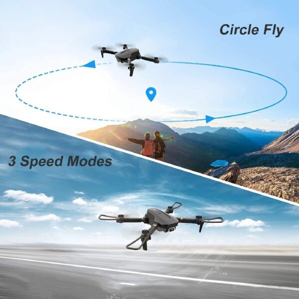 Drone with Dual 4K HD Cameras, FPV Foldable Drone for Kids Adults RC Quadcopter for Beginners with 2 Batteries and Carrying Case, Gray