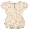 By Gerber Baby Girl Bubble Romper with Flutter Sleeves, Sizes 0/3 Months - 24 Months