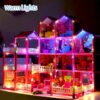 DollHouse with Colorful Light, Pretend Play Toddler Doll House Furniture Sets with 3 Dolls, 9 Rooms DIY , Creative Gift for Girls