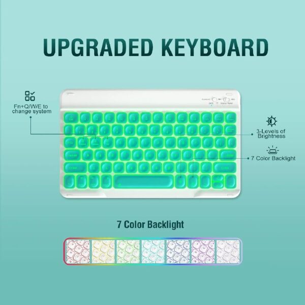 Keyboard Case for iPad 9th/8th/7th Gen 10.2 inch, iPad Air 3rd, Pro 10.5 - Colorful Backlite Keyboard, 360 Rotatable Detachable Magnetic Protective Cover, Pencil Holder, Auto Sleep/Wake
