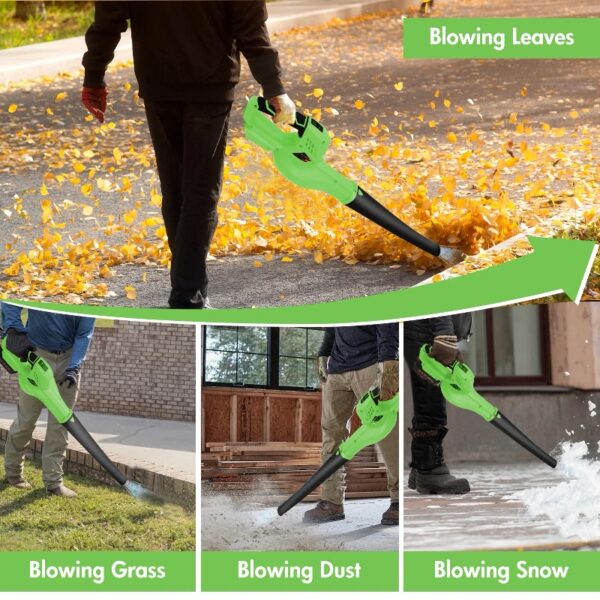 Cordless Leaf Blower, 6-Speed 140MPH 140CFM Leaf Blower, 3AH Battery, Green