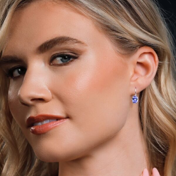 Gem Stone King 925 Sterling Silver Oval Cabochon White Simulated Opal Earrings for Women (2.10 Cttw, Oval 8X6MM)