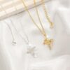 925 Sterling Silver Crown Cross Necklace for Women Teens, Dainty Cubic Zirconia Pendant Simple Faith Cross Jewelry Necklace