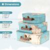 Jewelkeeper Paperboard Suitcases, Set of 3 Decorative Storage Boxes, Vintage Luggage for Birthdays, Weddings, World Map Design