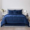 Lux Decor Collection 5 Piece Queen Down Alternative Comforter Set, Washable Duvet Bedding Set - Quatrefoil Navy