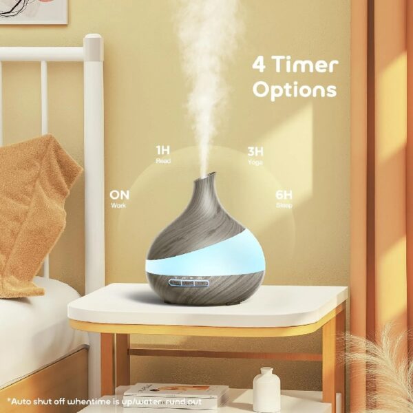 550ml Essential Oil Diffuser, Upgraded Oil Diffuser for Large Room, Cool Mist Humidifier Air Diffuser with Remote Control 4 Timer Setting 14 Color Lights Waterless Auto Shut-Off