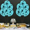 PMU Graduation Balloons 11 Inch PartyTex Premium Emerald Green with All-Over Print White Grad Caps-Confetti and Streamers Pkg/100