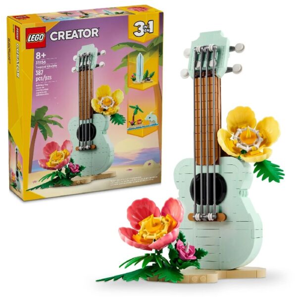 Creator 3 in 1 Tropical Ukulele Instrument Toy, Transforms from Ukulele to Surfboard Toy to Dolphin Toy, Sea Animal Toy, Beach-Themed Birthday Gift Idea for Girls and Boys Ages 8 and Up, 31156