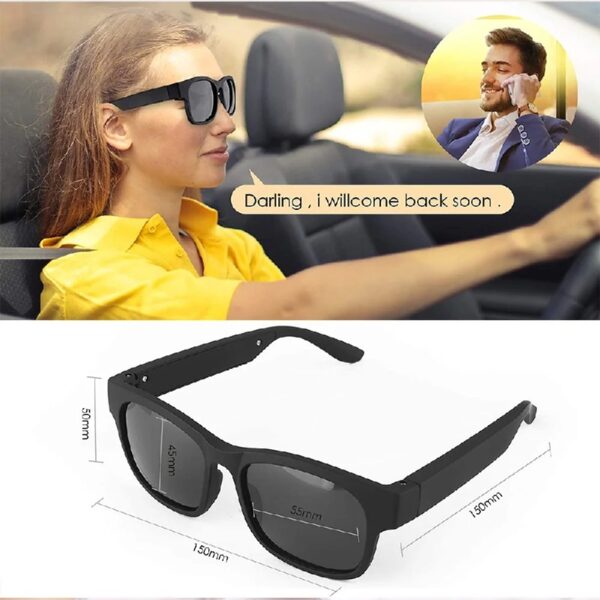 Unisex Smart Sunglasses with Bluetooth, Black