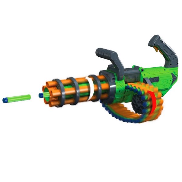 V-Twin Motorized Gatling Belt Blaster, Rotating Barrel, Full-Auto Foam Dart Belt Blaster, 30 Waffe Tip Darts Compatible with Most Standard Full-Length NERF Elite and XShot
