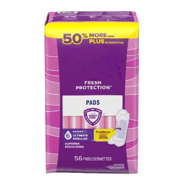 Incontinence Pads for Women, 6 Drop Ultimate Absorbency, Regular Length, 56 Count