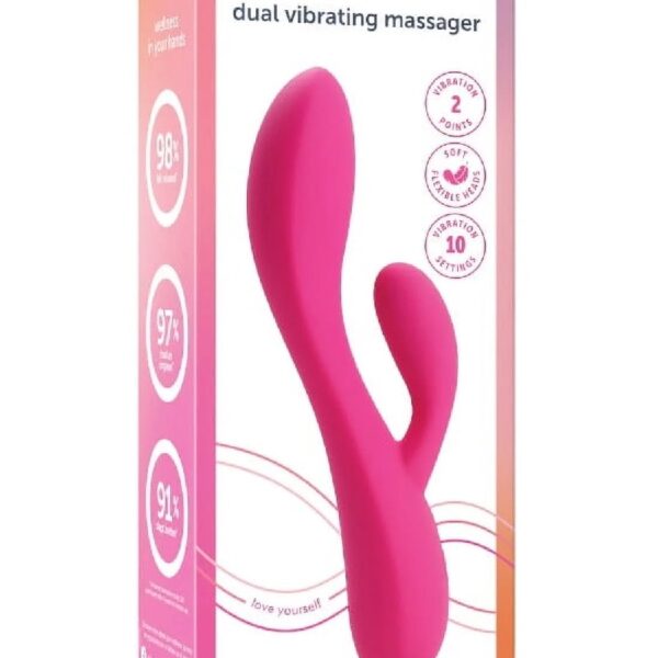 Dual Rabbit Vibrator, High-quality Silicone, Pink