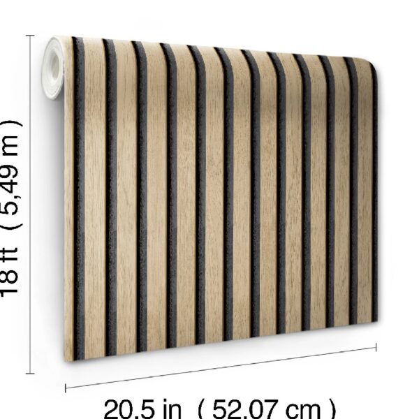 Roommates Studio Cream Oak Slat Peel and Stick Wallpaper 30.75 Sq. ft