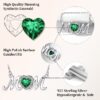 Bestyle S925 Sterling Silver Necklace for Mom Grandma Shiny CZ Heart Pendant Necklace March Created Aquamarine Birthstone Jewelry Mother's Day Gift