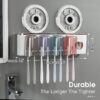 Toothbrush Holders Bathroom Decor with Toothpaste Dispenser, 4 Cups Toothbrush Holder Wall Mounted Bathroom Accessories
