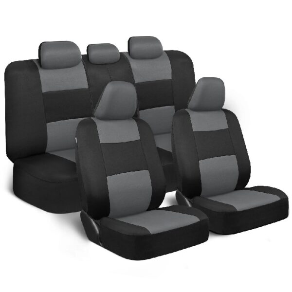 PolyPro Car Seat Covers Full Set in Charcoal on Black – Front and Rear Split Bench for Cars, Easy to Install Cover Set, Accessories Auto Trucks Van SUV