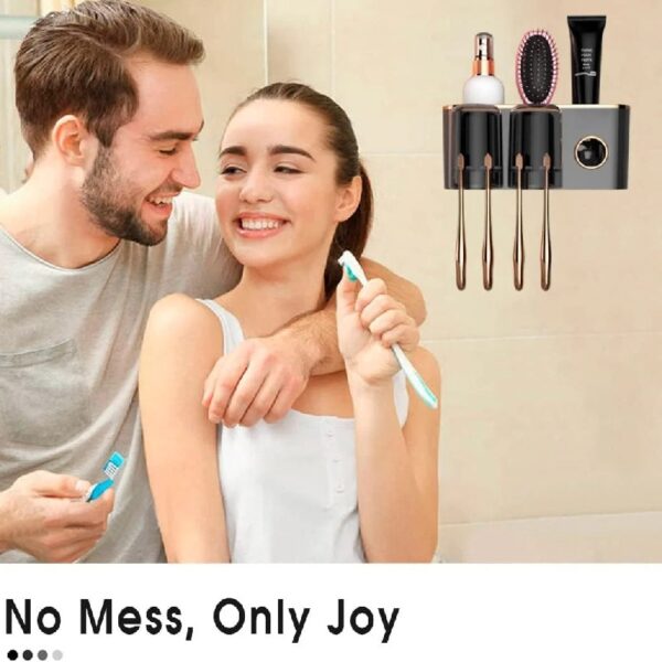 Toothbrush Holders Bathroom Accessories with Toothpaste Dispenser, 2 Cups Toothbrush Holder Wall Mounted Bathroom Decor