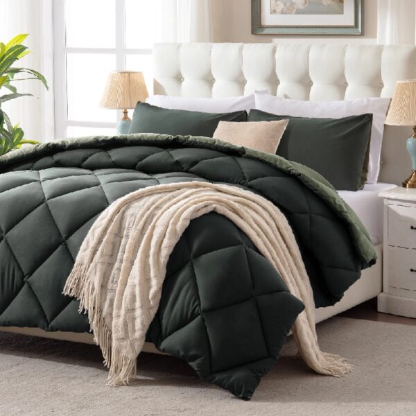 3 Pieces Bed in a Bag Comforter Set Duvet Insert,Reversible,Red/Black,Full Size Comforter Set-200GSM
