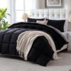 3 Pieces Bed in a Bag Comforter Set Duvet Insert,Reversible,Red/Black,Full Size Comforter Set-200GSM