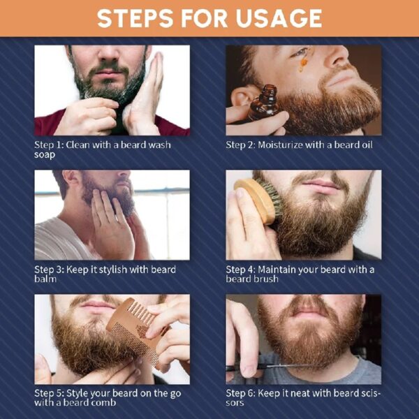 Beard Care Kit, Beard Grooming & Trimming Kit for Men Care, Beard Oil & Balm, Beard Wash Soap, Mustache Scissors, Beard Comb & Brush