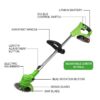 Cordless Weed Eaters, Battery Operated Weed Wacker, Weed Trimmer with 2 Batteries, Electric Grass Trimmer, Electric Edger for Lawns, 24V 650W Grass Cutting Machine, Green