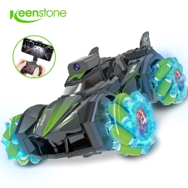 2a2b1e7c117c485e928ab330015d999f RC Stunt Car with Camera HD 1080P FPV 2.4Ghz Remote Control Car,Electric Carrier Vehicle Monster Spray Trucks for Kids Adults,Green